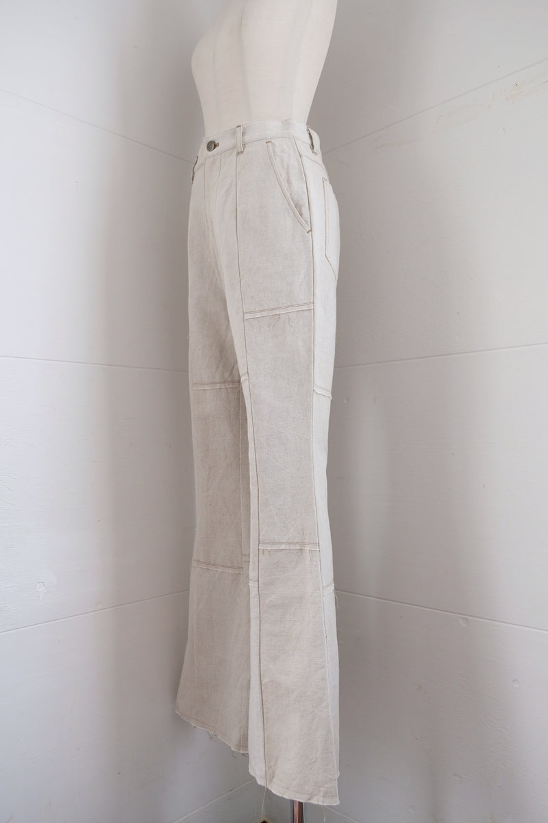 linen patchwork flare pants