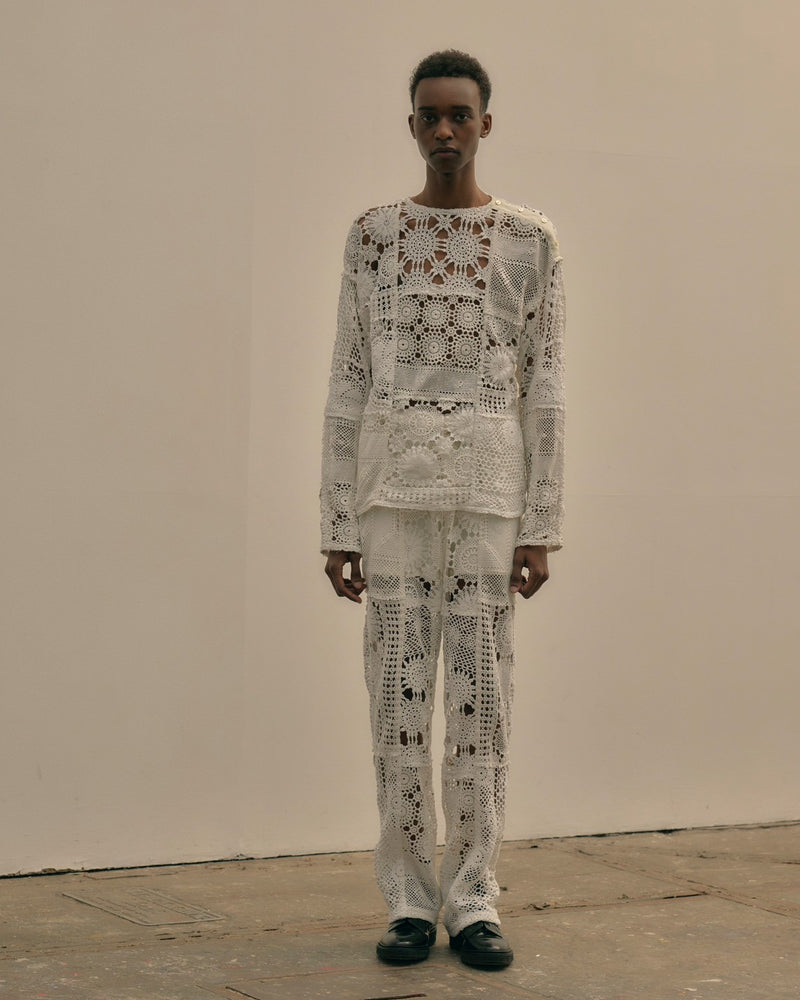 crochet lace long t-shirts (B)