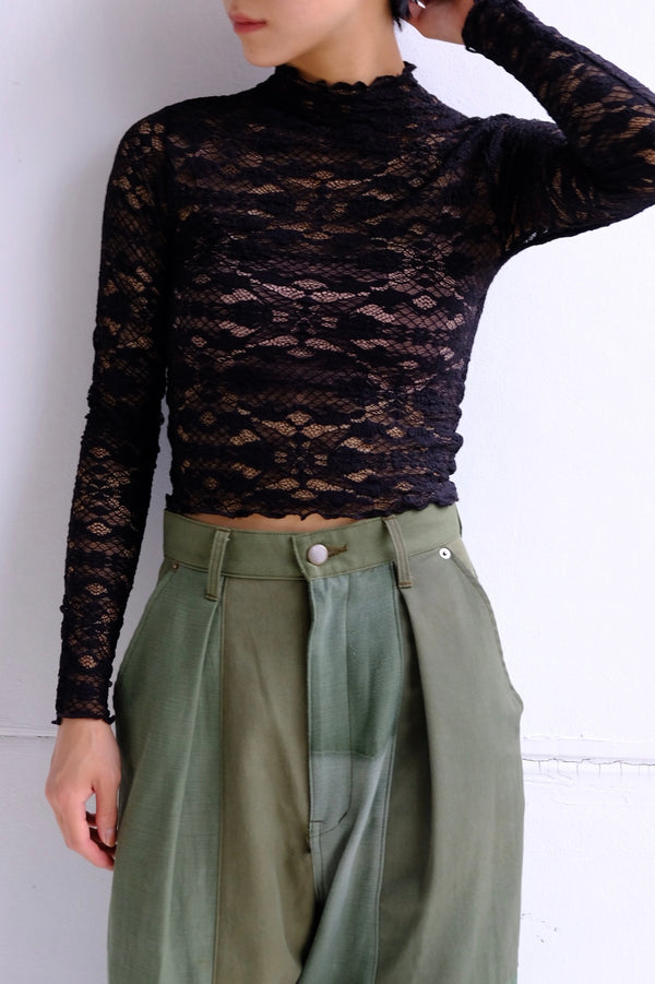 lace high neck tops