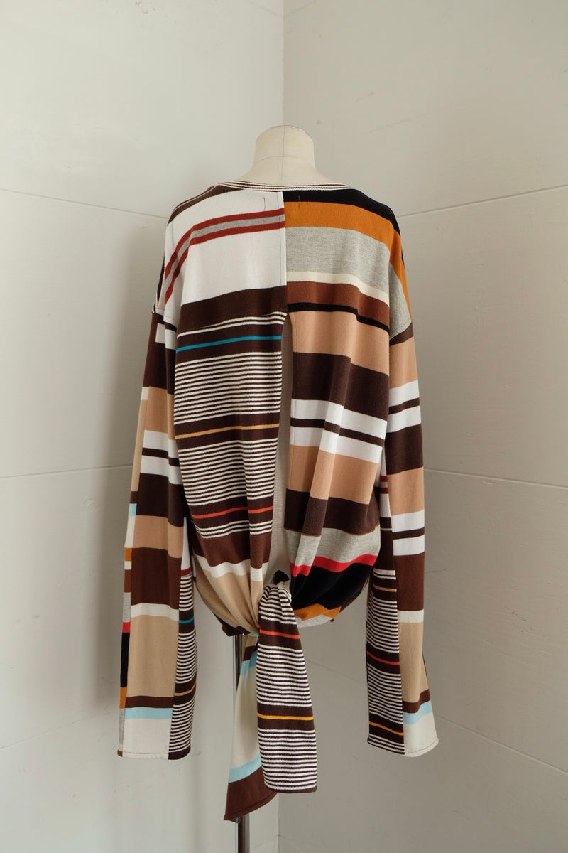 back slit border long t-shirts