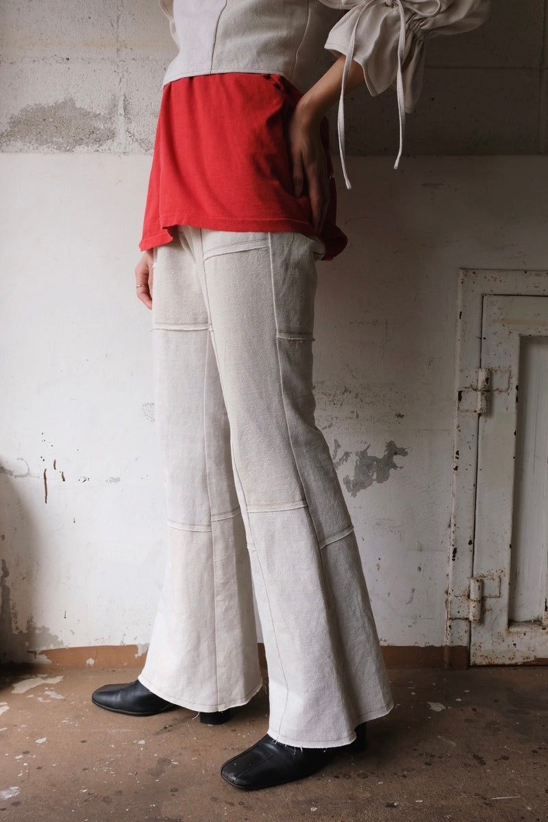 linen patchwork flare pants