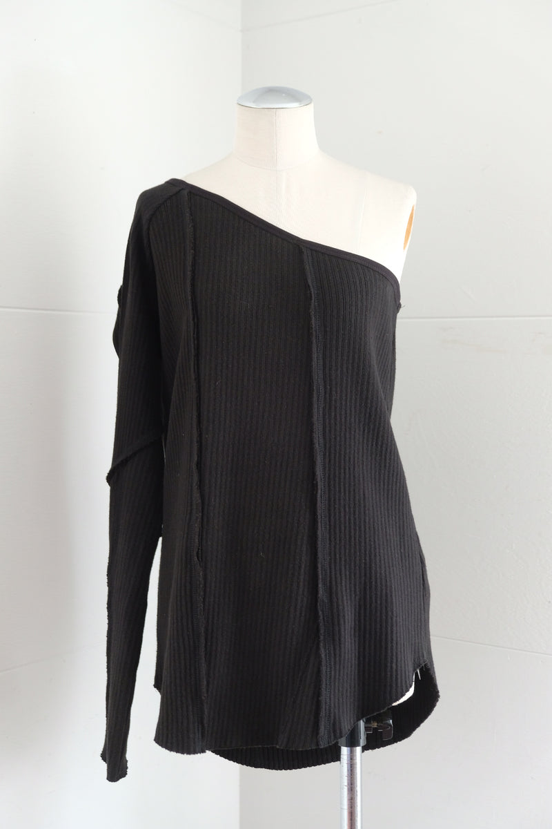 malion_vintage one shoulder tunic rib one shoulder top – MALION