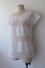 cutwork lace french sleeve tops