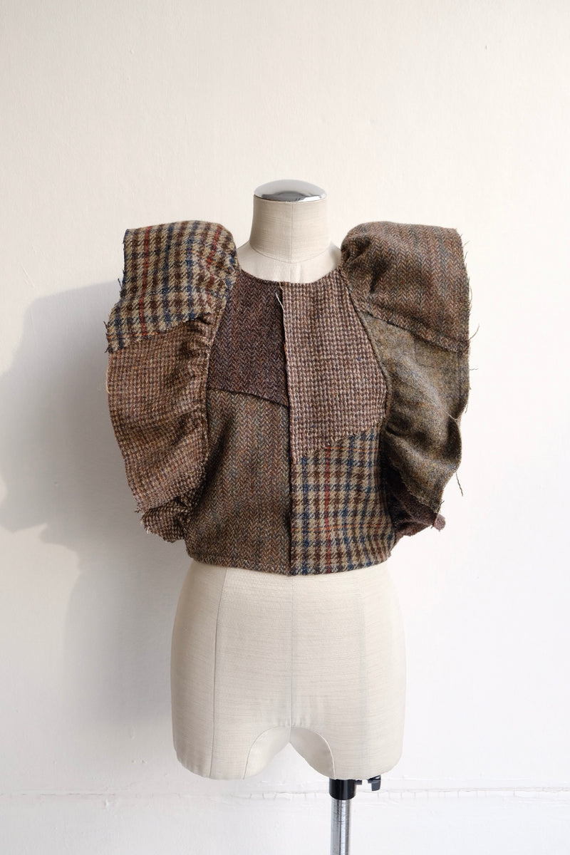 tweed frill backless top