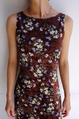 velour flower long dress