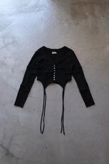 rib patchwork gater cardigan