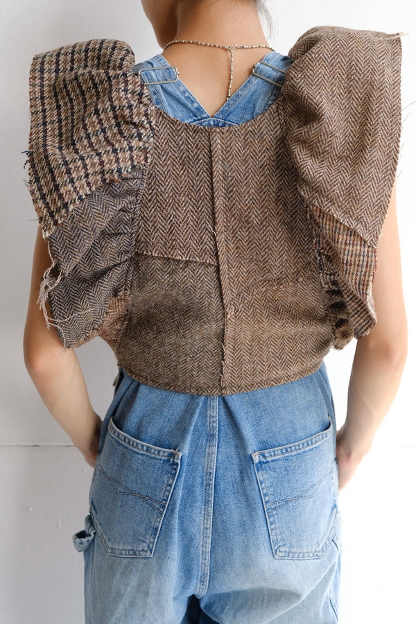 tweed frill backless top