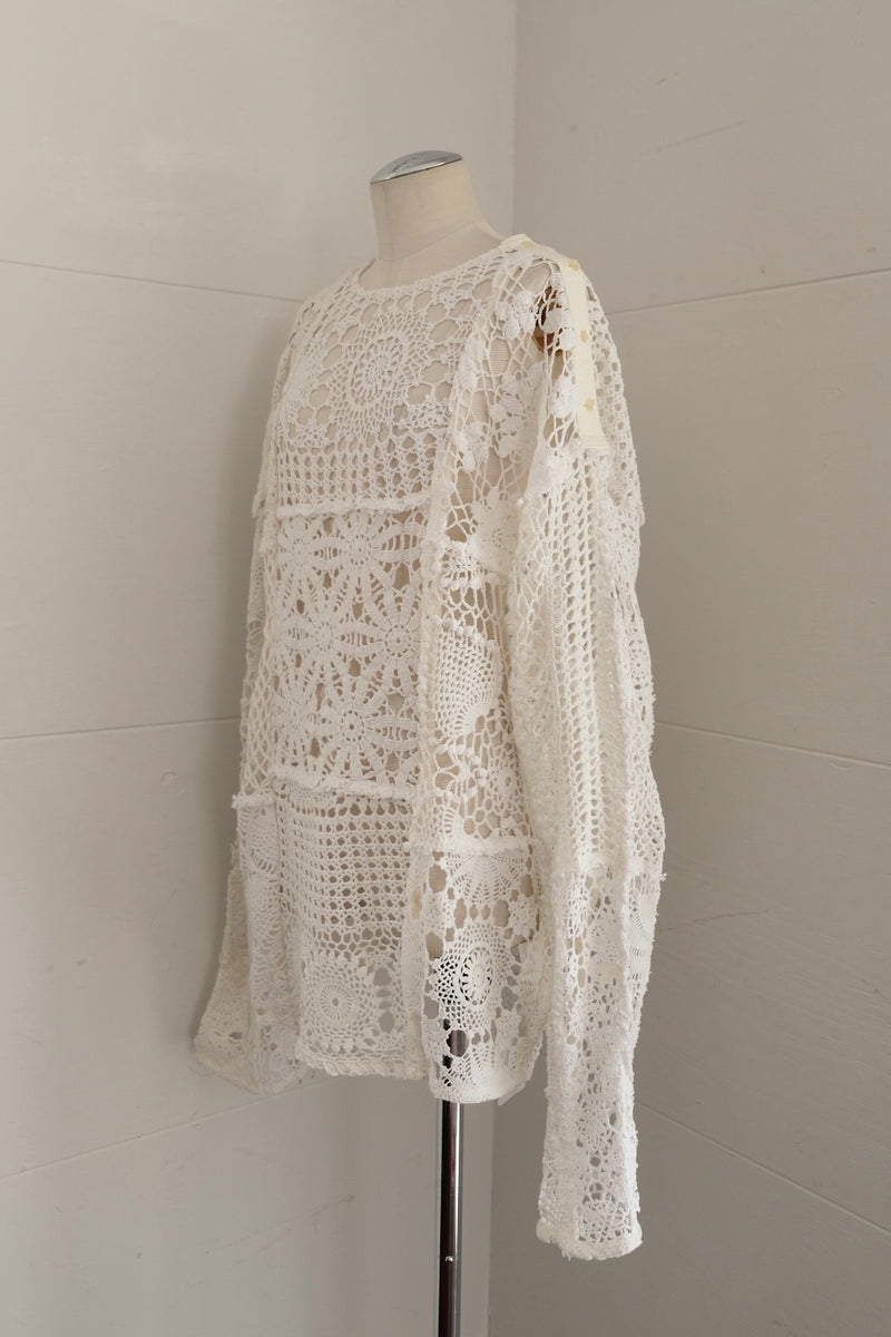 crochet lace long t-shirts (A)
