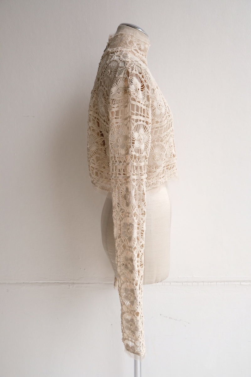 crochet lace high neck top