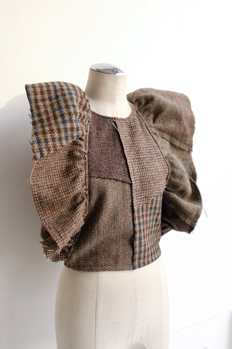 tweed frill backless top