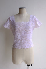 flower lace square neck tops