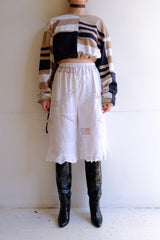 cutwork lace frill half pants