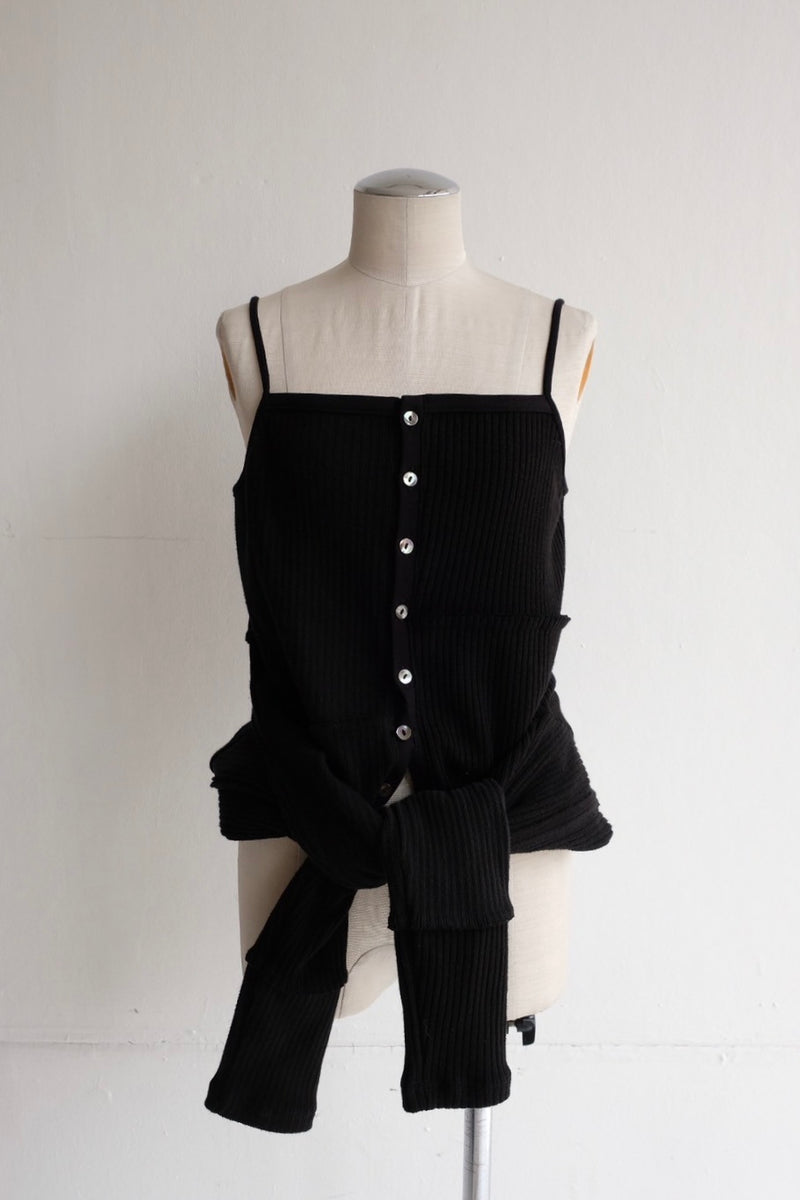 military rib patchwork cardigan