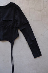 rib patchwork gater cardigan