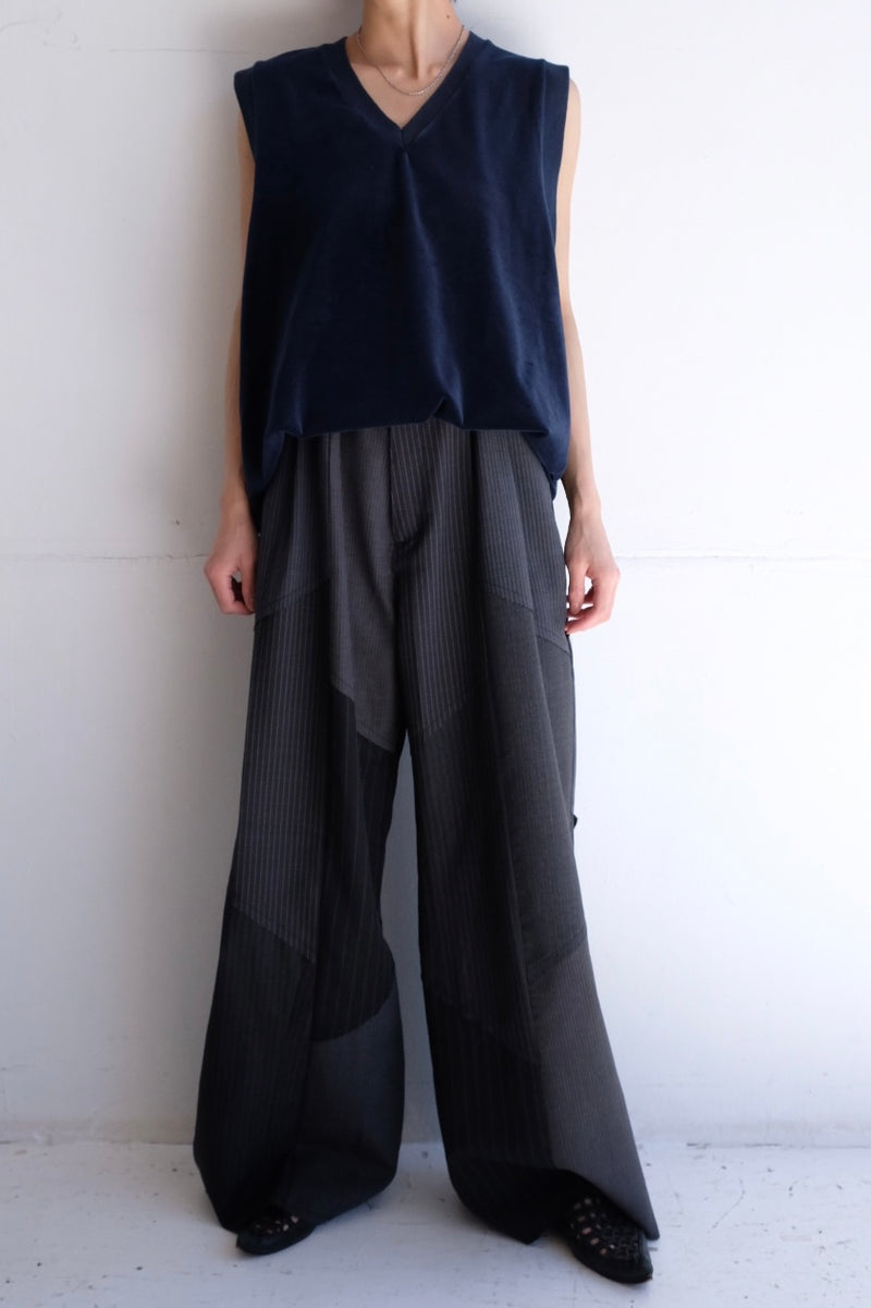 summer  suit tuck wide pants