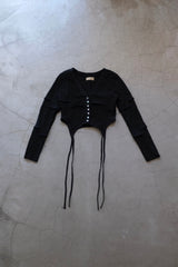 rib patchwork gater cardigan