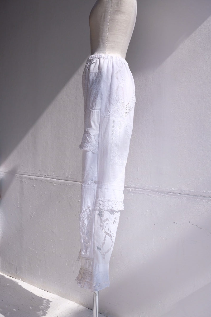 cutwork lace frill pants
