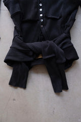 rib patchwork gater cardigan