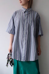 stripe button down half sleeve shirt