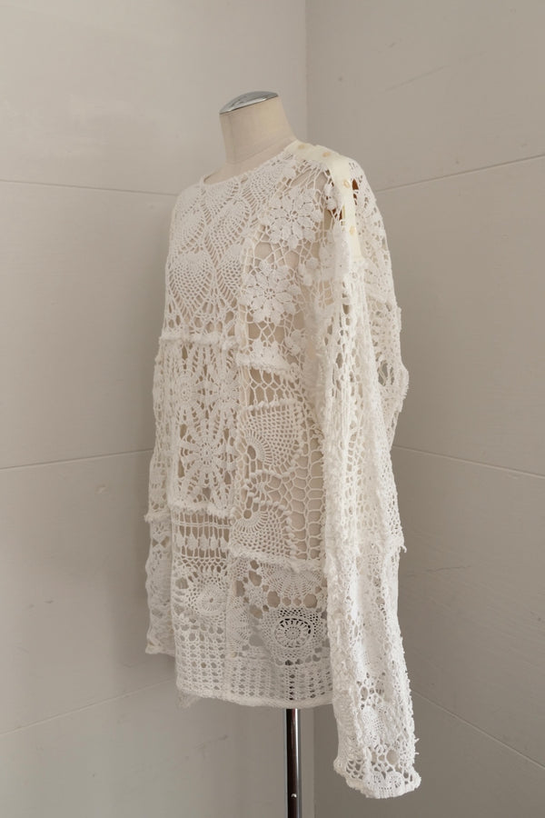 crochet lace long t-shirts (B)