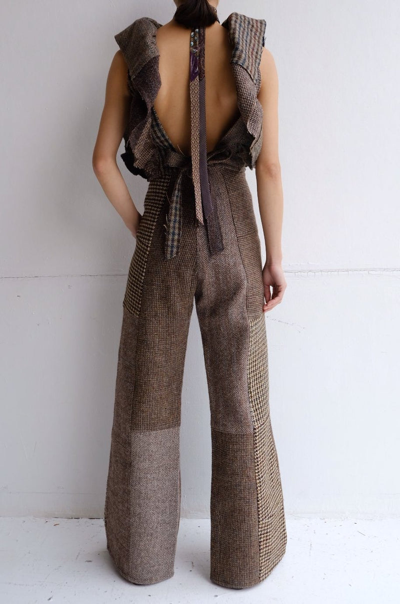 tweed frill backless top
