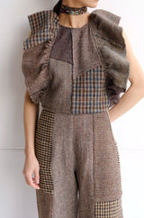 tweed frill backless top