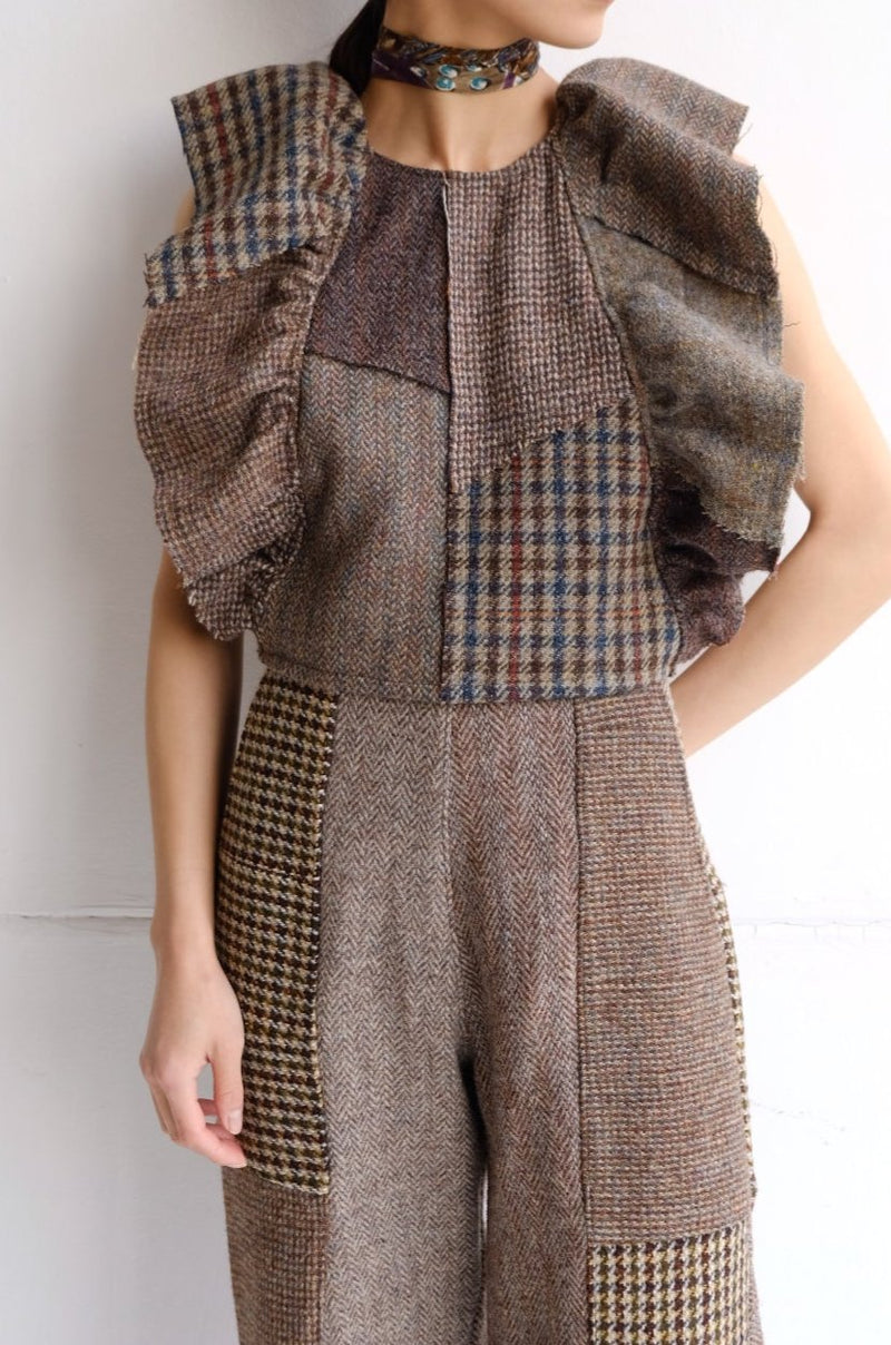 tweed frill backless top