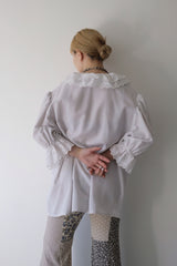 cutwork frill collar blouse