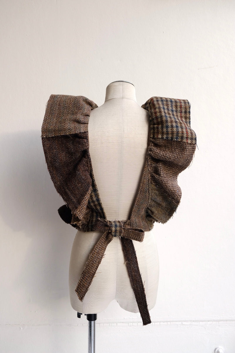 tweed frill backless top
