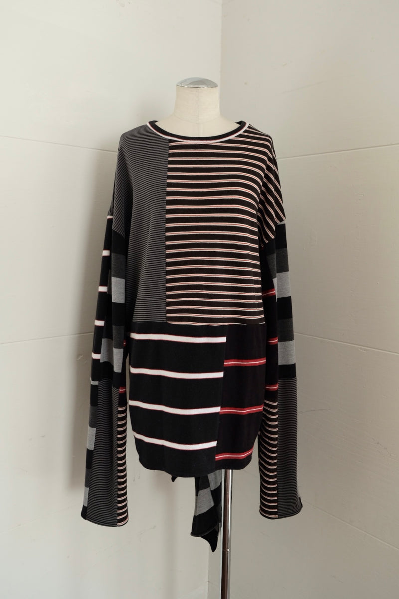 back slit border long t-shirts