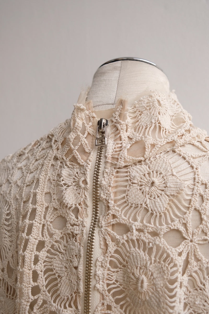 crochet lace high neck top
