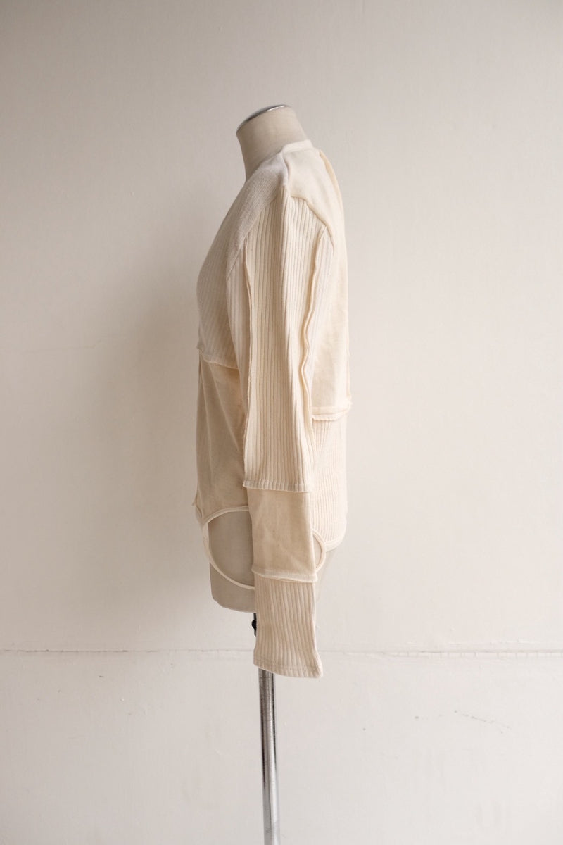 military rib patchwork cardigan