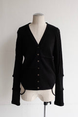 military rib patchwork cardigan