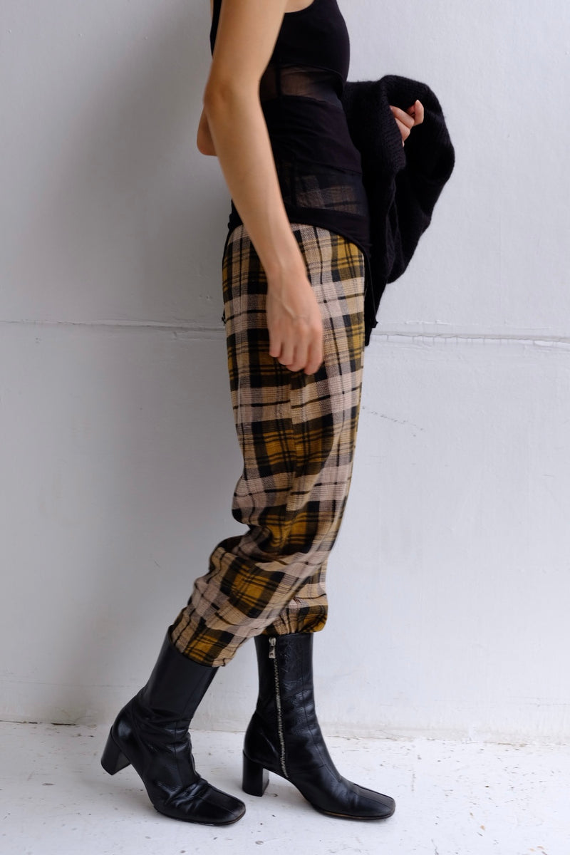 high waist check pants
