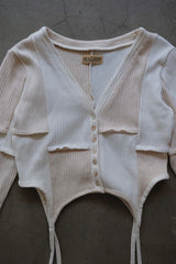 rib patchwork gater cardigan