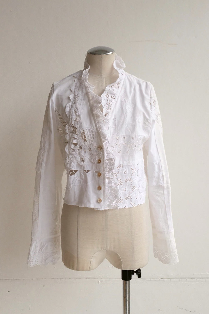 cutwork lace frill cardigan