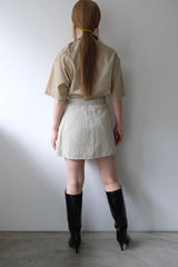 linen wrap mini skirt
