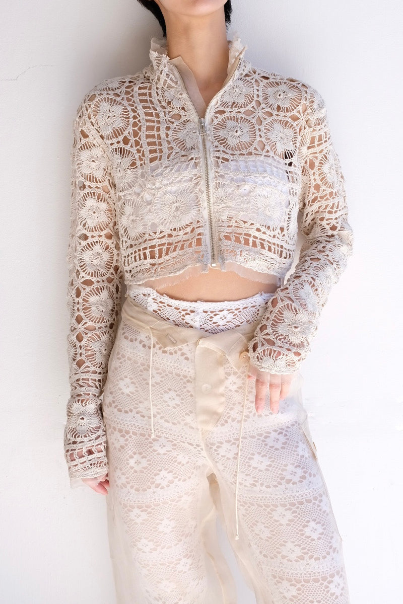 crochet lace high neck top