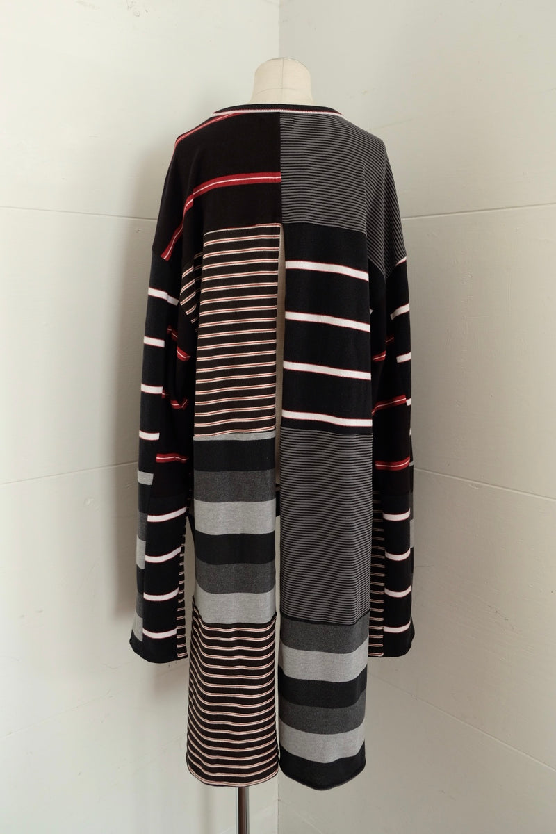 back slit border long t-shirts