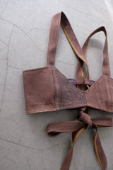 denim ribbon bra top