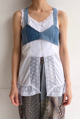 denim ribbon bra top