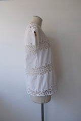 cutwork lace french sleeve tops