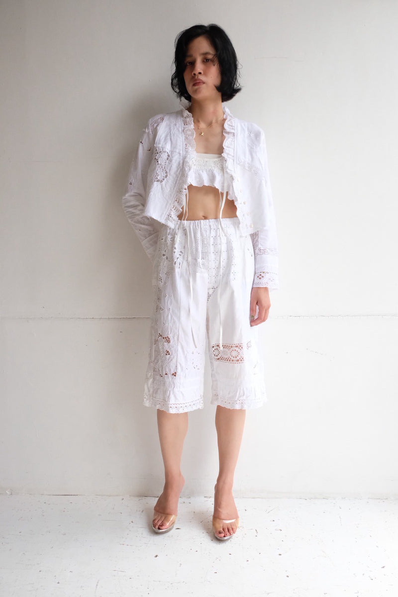 cutwork lace frill cardigan