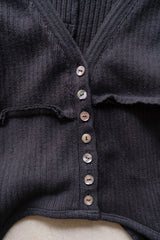 rib patchwork gater cardigan