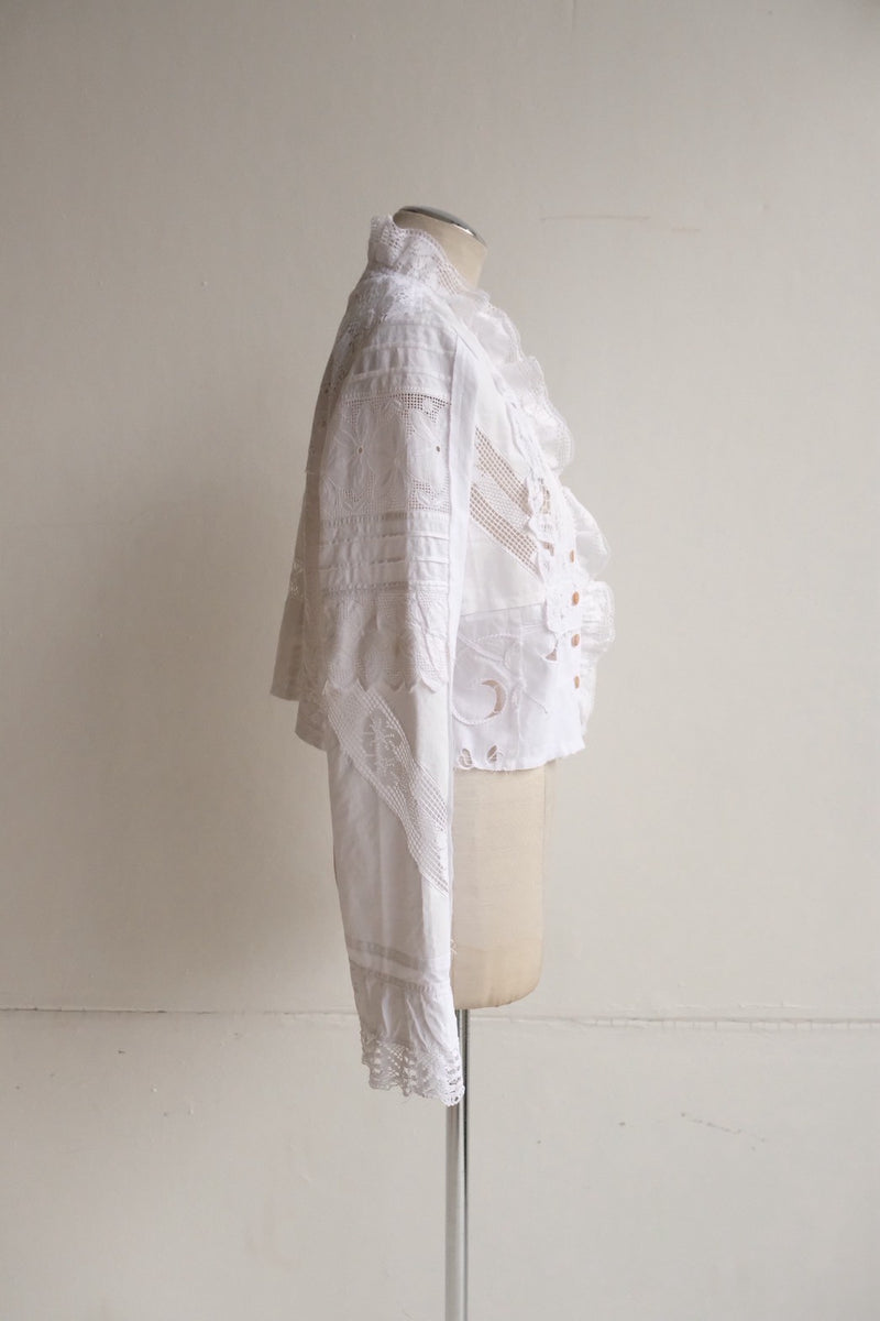 cutwork lace frill cardigan