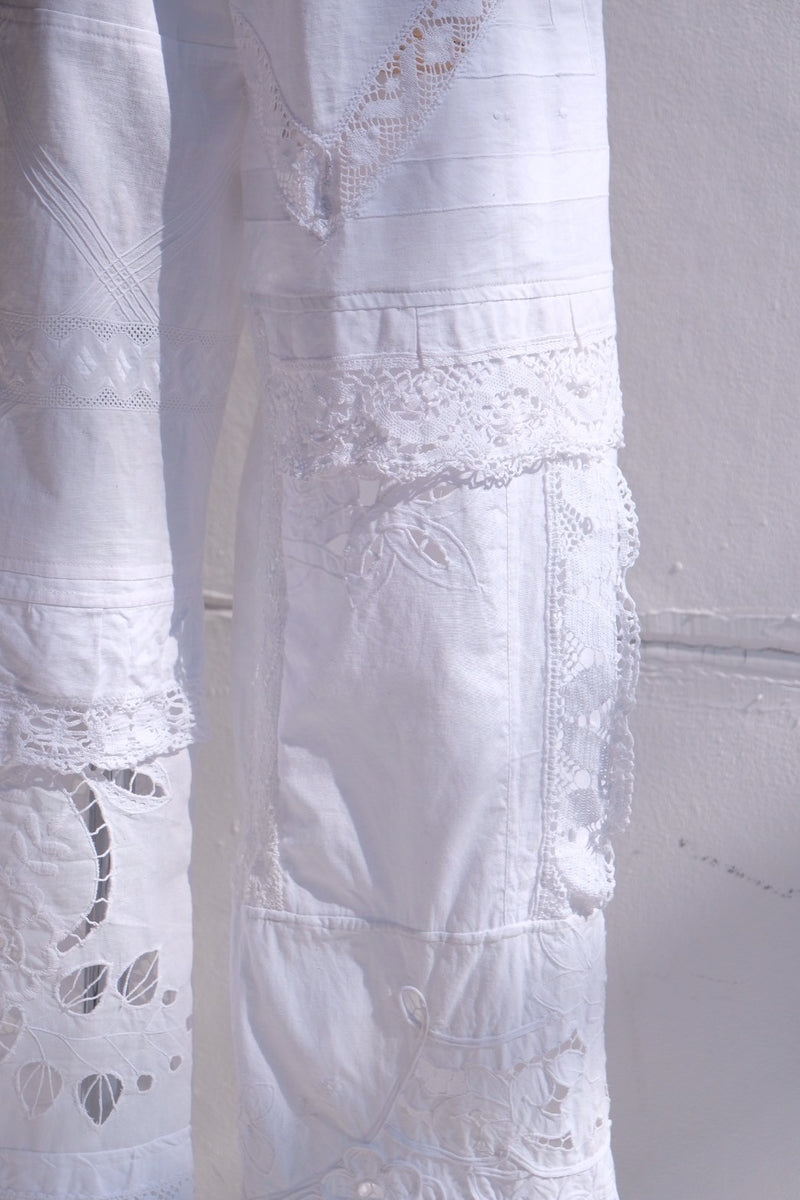 cutwork lace frill pants