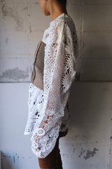 crochet lace long t-shirts (B)
