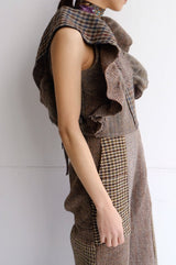 tweed frill backless top