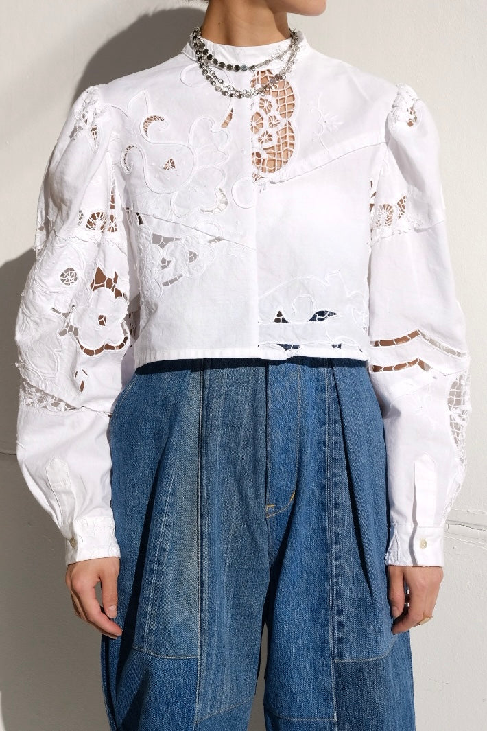 cutwork short blouse