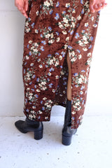 velour flower long dress